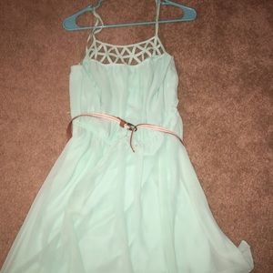 Blue dress with belt